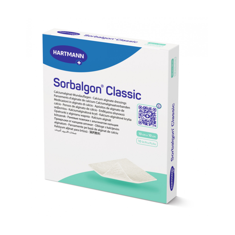 Sorbalgon - Pansament din fibre de alginat de calciu - 10 x 10 cm - 10 buc