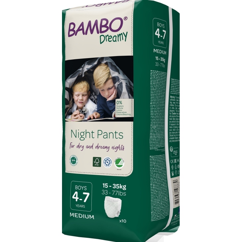 Bambo Dreamy - Scutece incontinenta baieti 4 - 7 ani cu absorbtie 1111 ml - 10 buc