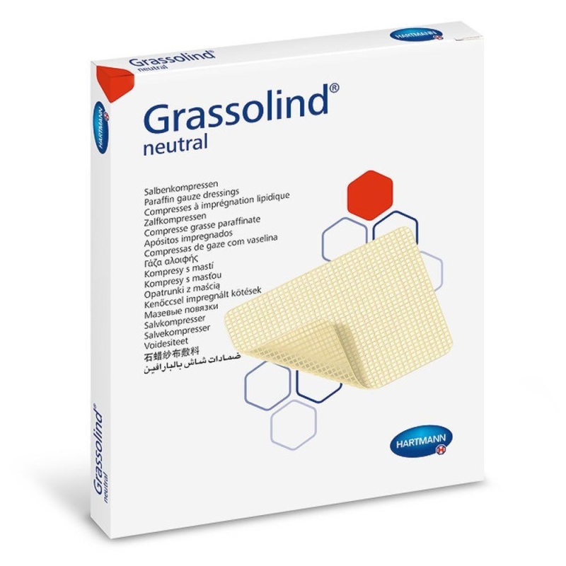 Grassolind - Pansament steril din bumbac impregnat cu substanta grasa - 10 x 20 cm - 30 buc