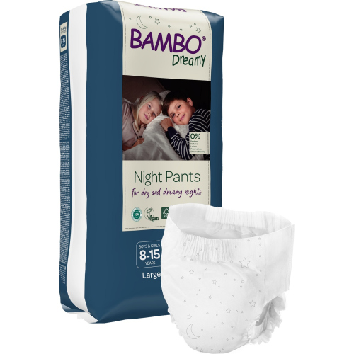 Bambo Dreamy - Scutece de noapte unisex pentru incontinenta 8 - 15 ani cu absorbtie 1233 ml - 10 buc