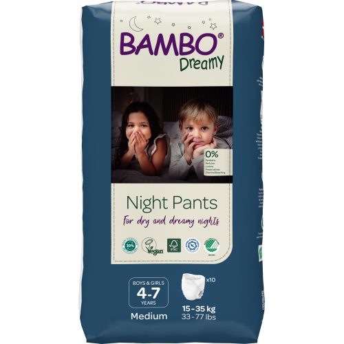 Bambo Dreamy - Scutece incontinenta unisex 4 - 7 ani cu absorbtie 1111 ml - 10 buc