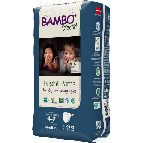 Bambo Dreamy - Scutece incontinenta unisex 4 - 7 ani cu absorbtie 1111 ml - 10 buc